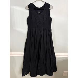 Grace Dresses Women’s Black Sleeveless Midi Dress w/ Boho Textured Bodice